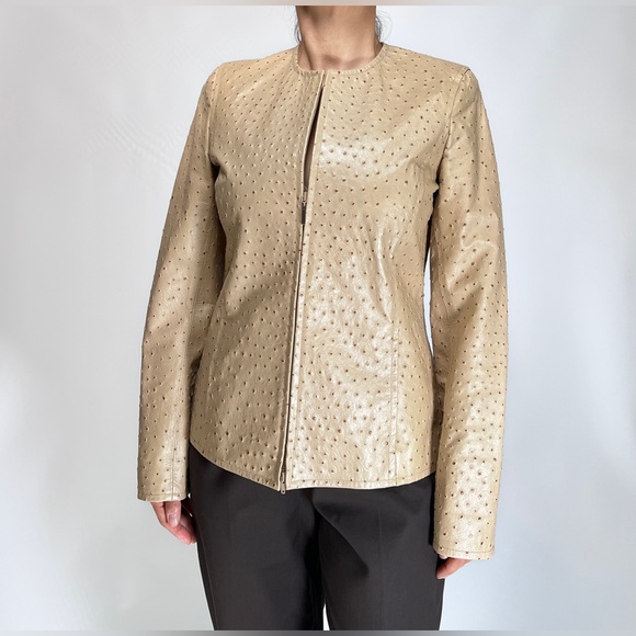 Get Dana Buchman Womans Jacket Tan Lamb Leather Jacket Size M Brown - Picture 10 of 13